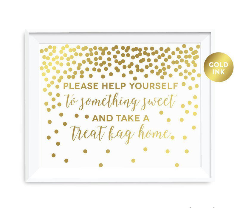 Metallic Gold Confetti Polka Dots Wedding Party Signs-Set of 1-Andaz Press-Mr. & Mrs.-