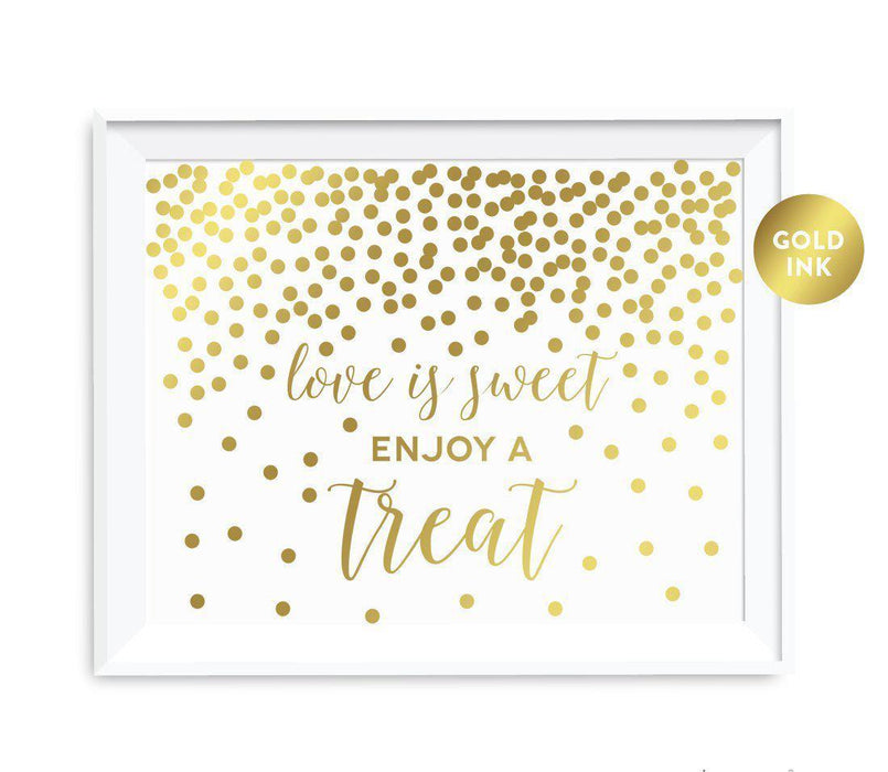 Metallic Gold Confetti Polka Dots Wedding Party Signs-Set of 1-Andaz Press-Mr. & Mrs.-