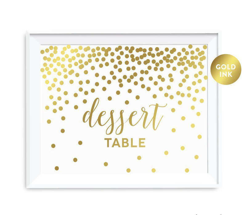 Metallic Gold Confetti Polka Dots Wedding Party Signs-Set of 1-Andaz Press-Mr. & Mrs.-