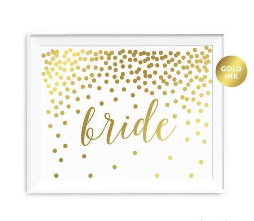 Metallic Gold Confetti Polka Dots Wedding Party Signs-Set of 1-Andaz Press-Mr. & Mrs.-
