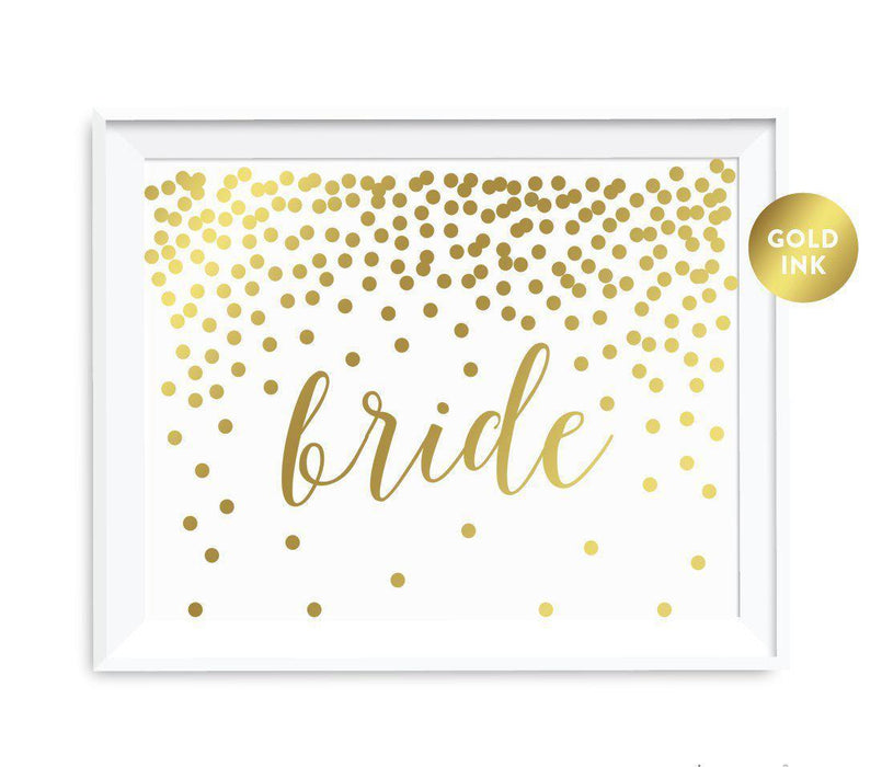Metallic Gold Confetti Polka Dots Wedding Party Signs-Set of 1-Andaz Press-Mr. & Mrs.-