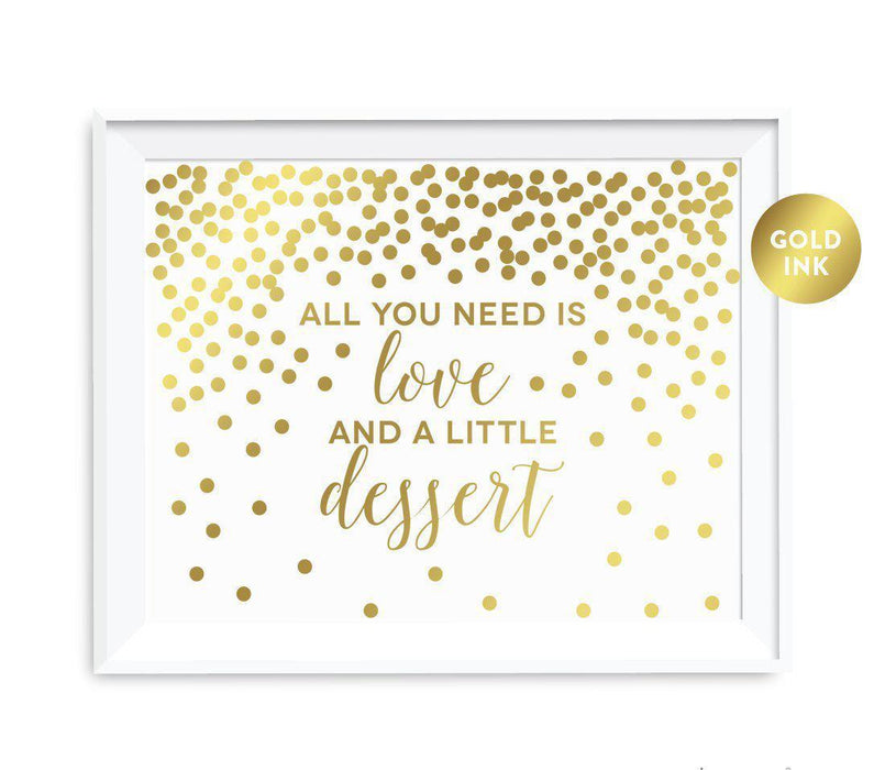 Metallic Gold Confetti Polka Dots Wedding Party Signs-Set of 1-Andaz Press-All You Need is Love and Little-