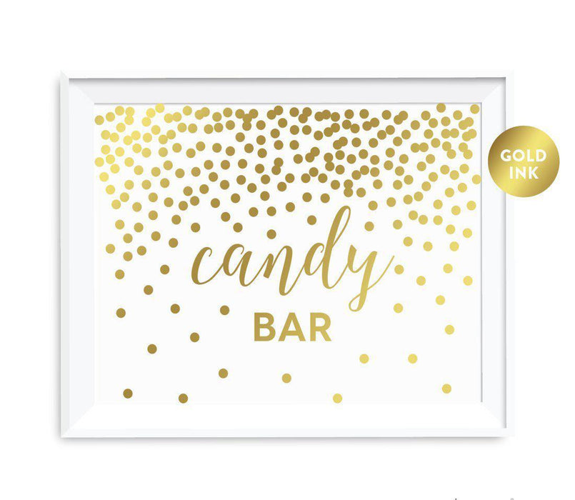 Metallic Gold Confetti Polka Dots Wedding Party Signs-Set of 1-Andaz Press-Candy Bar Reception-