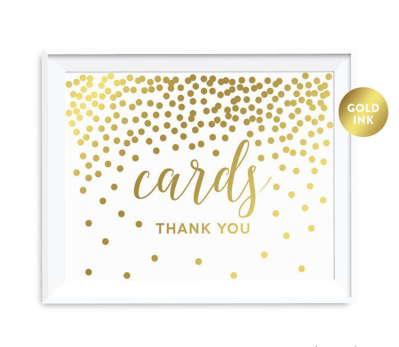 Metallic Gold Confetti Polka Dots Wedding Party Signs-Set of 1-Andaz Press-Cards Thank You-