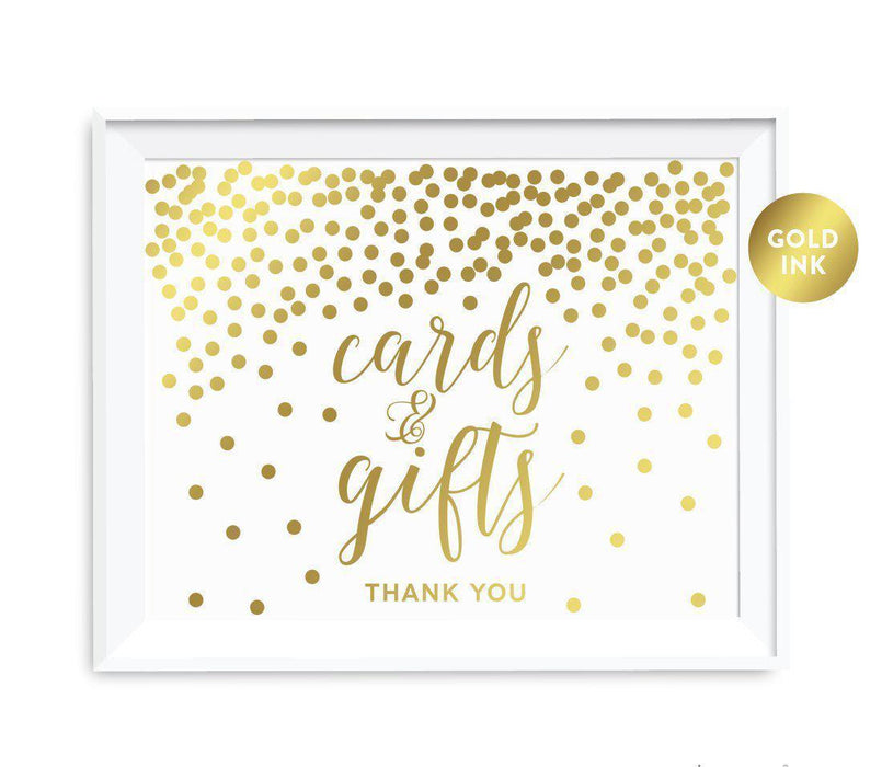 Metallic Gold Confetti Polka Dots Wedding Party Signs-Set of 1-Andaz Press-Cards and Gifts Thank You-