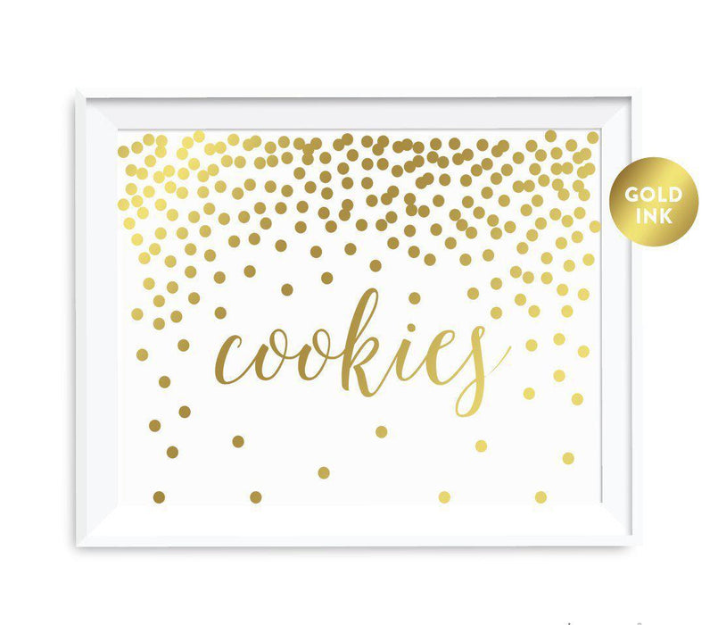 Metallic Gold Confetti Polka Dots Wedding Party Signs-Set of 1-Andaz Press-Cookies Reception-