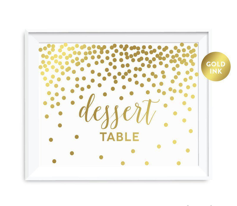 Metallic Gold Confetti Polka Dots Wedding Party Signs-Set of 1-Andaz Press-Dessert Table-