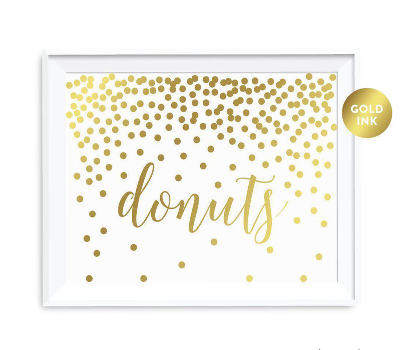 Metallic Gold Confetti Polka Dots Wedding Party Signs-Set of 1-Andaz Press-Donuts Reception-