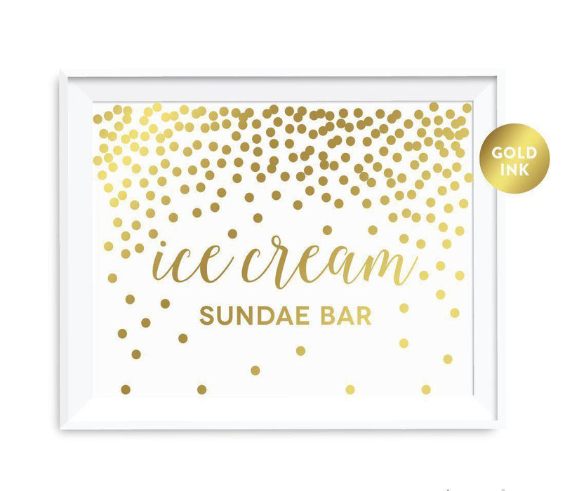 Metallic Gold Confetti Polka Dots Wedding Party Signs-Set of 1-Andaz Press-Ice Cream Sundae Bar Reception-