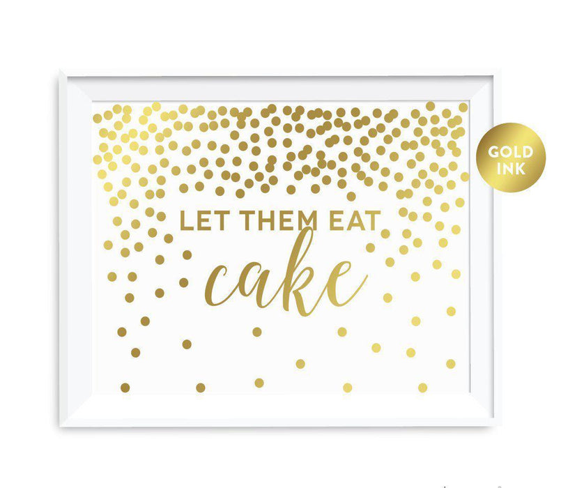 Metallic Gold Confetti Polka Dots Wedding Party Signs-Set of 1-Andaz Press-Let Them Eat Cake-