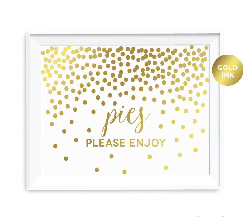 Metallic Gold Confetti Polka Dots Wedding Party Signs-Set of 1-Andaz Press-Pies Please Enjoy-
