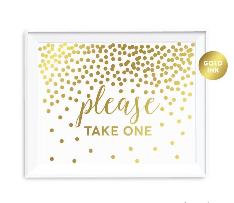 Metallic Gold Confetti Polka Dots Wedding Party Signs-Set of 1-Andaz Press-Please Take One-