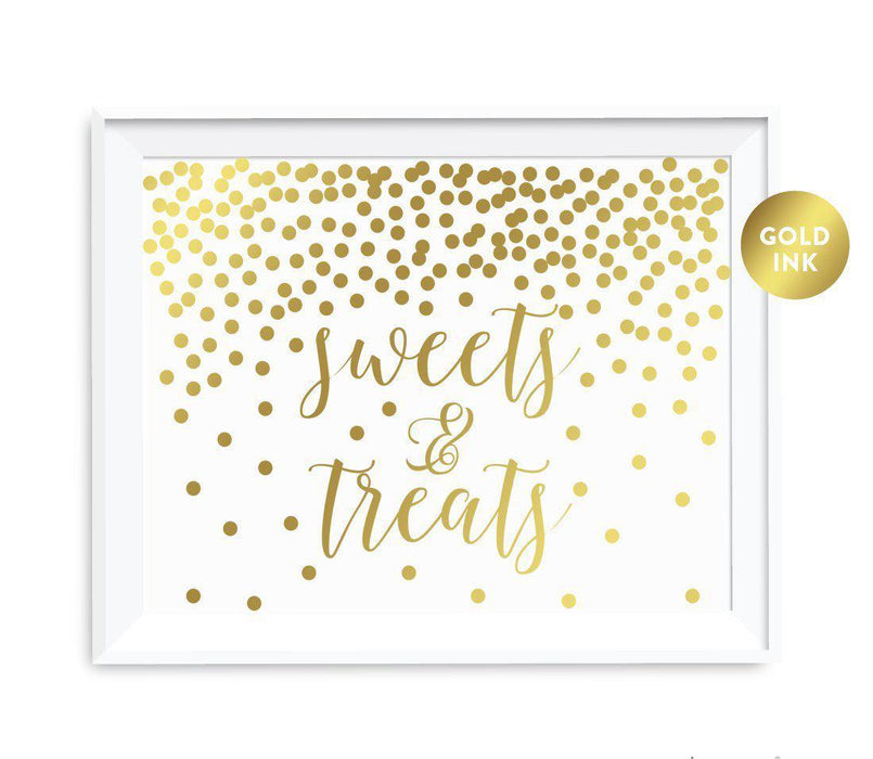 Metallic Gold Confetti Polka Dots Wedding Party Signs-Set of 1-Andaz Press-Sweets & Treats-