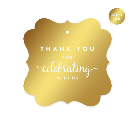 Metallic Gold Fancy Frame Square Favor Gift Thank You Tags-Set of 24-Andaz Press-Thank You For Celebrating With Us!-