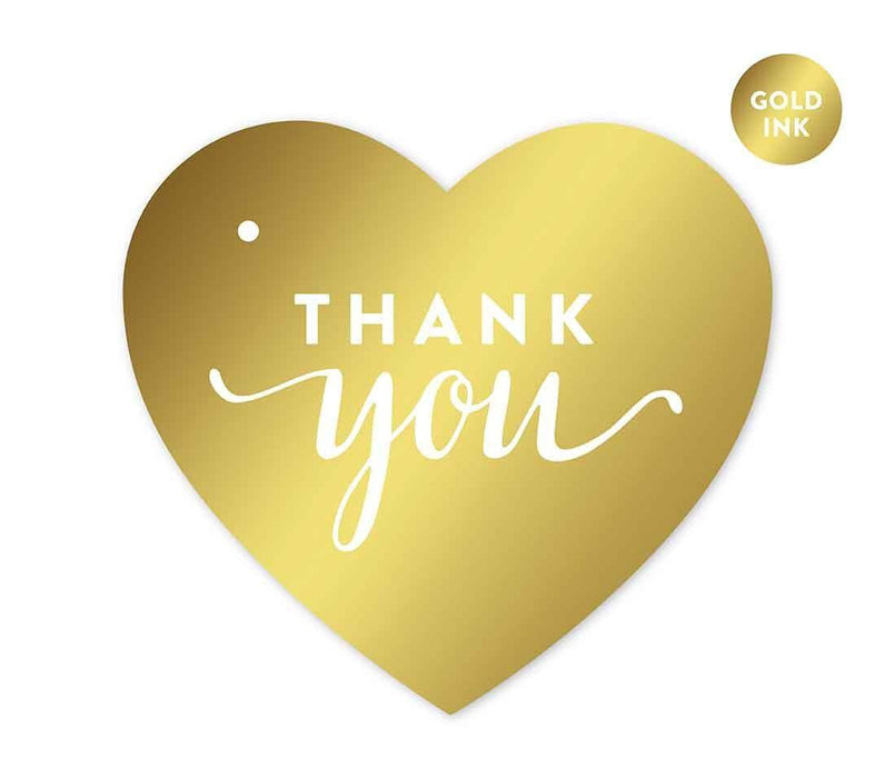 Metallic Gold Heart Favor Gift Tags-Set of 30-Andaz Press-Thank You-