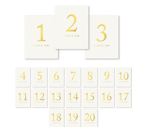 Metallic Gold Ink Table Numbers-Set of 20-Andaz Press-1-20-