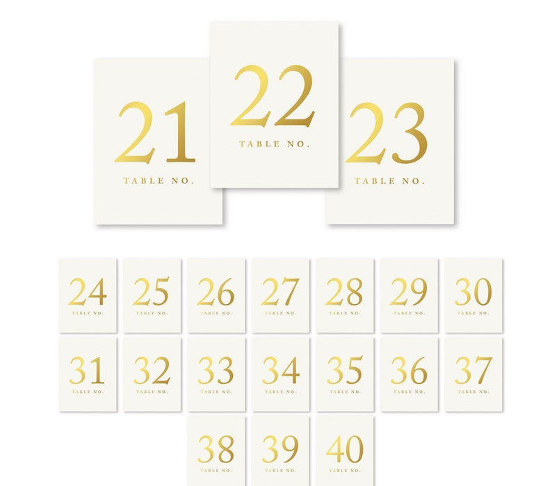 Metallic Gold Ink Table Numbers-Set of 20-Andaz Press-21-40-