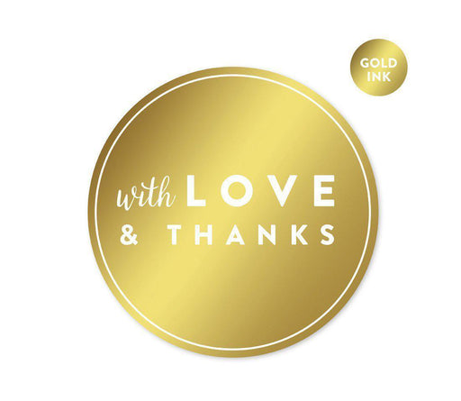 Metallic Gold Round Circle Favor Gift Labels - Thank You Stickers-Set of 40-Andaz Press-With Love and Thanks-