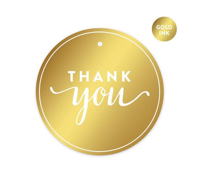 Metallic Gold Round Favor Gift Thank You Tags-Set of 24-Andaz Press-Thank You-