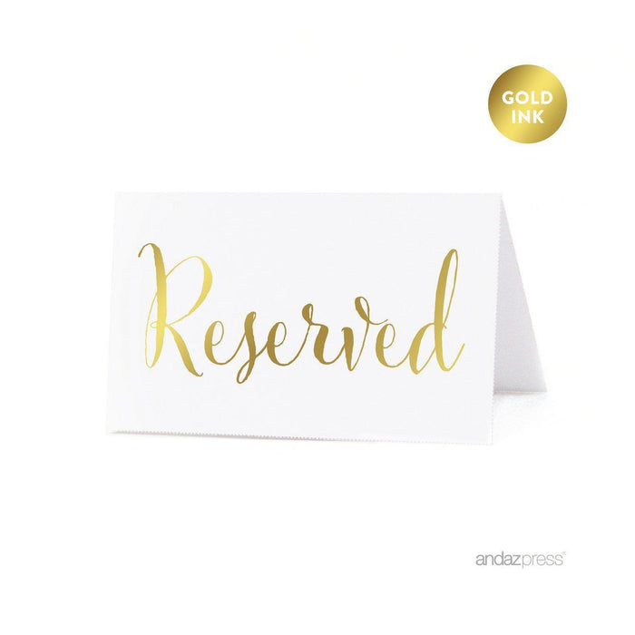 Metallic Gold Table Tent Place Cards-Set of 20-Andaz Press-Reserved-