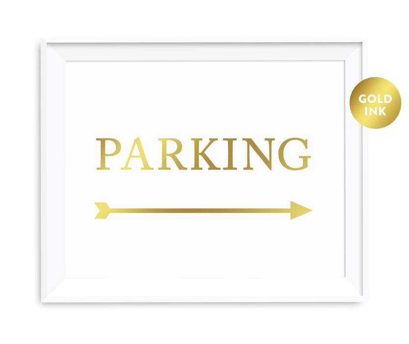 Metallic Gold Wedding Party Directional Signs, Double-Sided Big Arrow-Set of 1-Andaz Press-Restrooms-