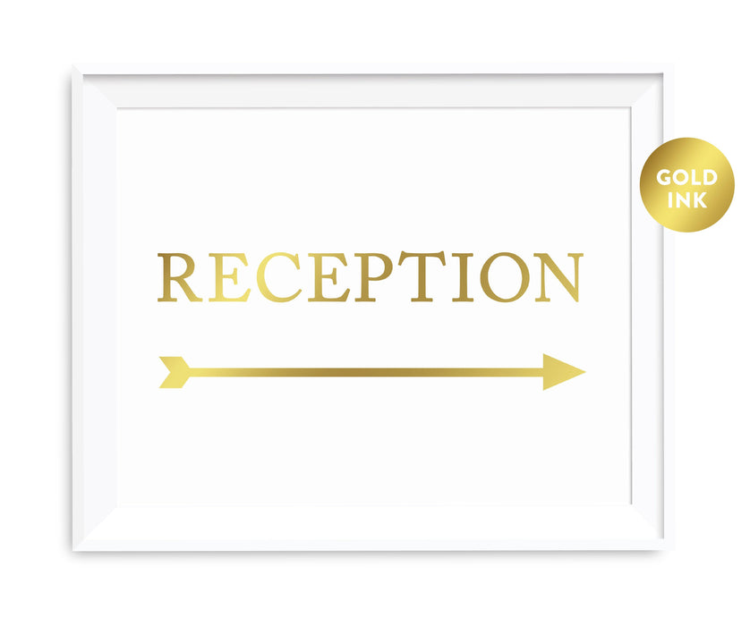 Metallic Gold Wedding Party Directional Signs, Double-Sided Big Arrow-Set of 1-Andaz Press-Restrooms-