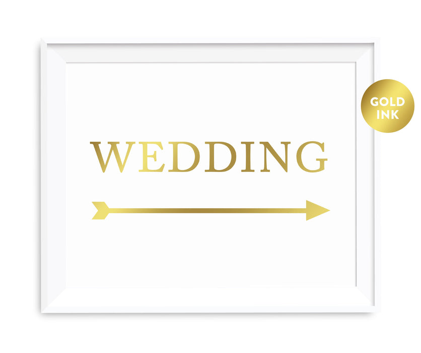Metallic Gold Wedding Party Directional Signs, Double-Sided Big Arrow-Set of 1-Andaz Press-Wedding-