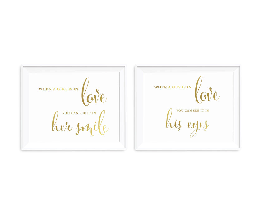 Metallic Gold Wedding Party Signs, 2-Pack-Set of 2-Andaz Press-Ladies, Gents-
