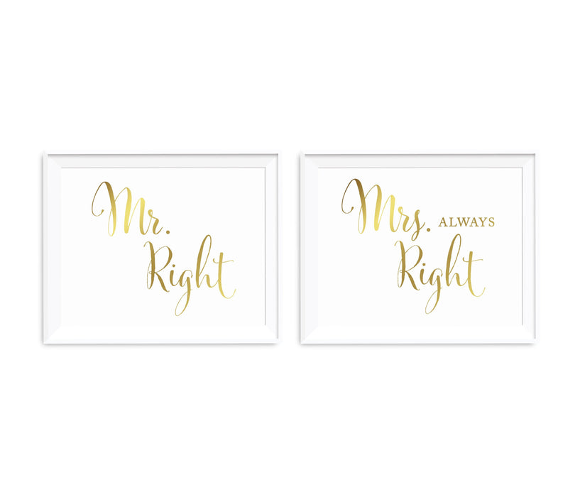 Metallic Gold Wedding Party Signs, 2-Pack-Set of 2-Andaz Press-Ladies, Gents-