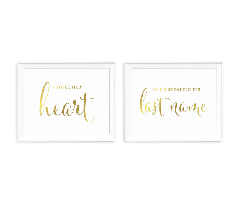 Metallic Gold Wedding Party Signs, 2-Pack-Set of 2-Andaz Press-Ladies, Gents-