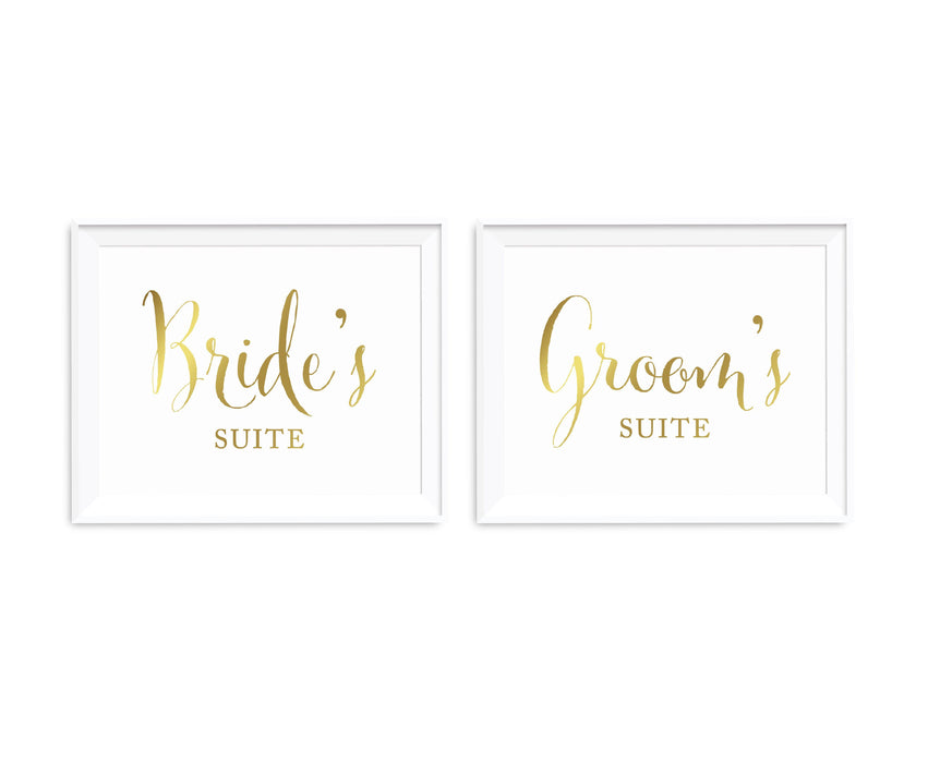 Metallic Gold Wedding Party Signs, 2-Pack-Set of 2-Andaz Press-Bride & Groom's Suite-