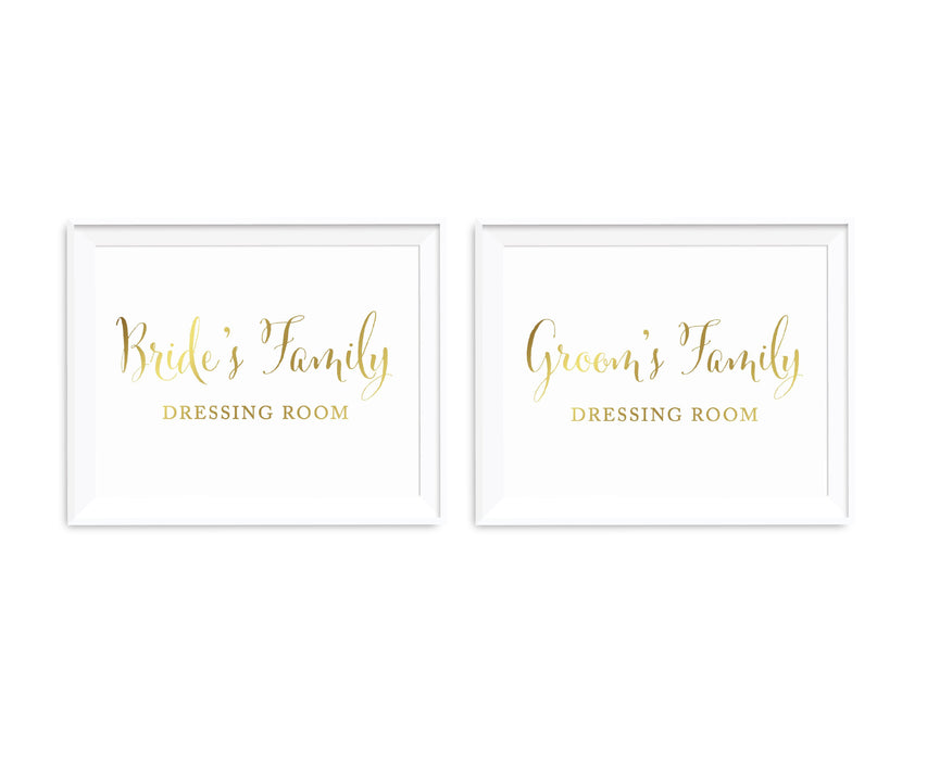 Metallic Gold Wedding Party Signs, 2-Pack-Set of 2-Andaz Press-Family Dressing Rooms-