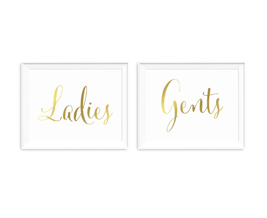Metallic Gold Wedding Party Signs, 2-Pack-Set of 2-Andaz Press-Ladies, Gents-
