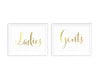 Metallic Gold Wedding Party Signs, 2-Pack-Set of 2-Andaz Press-Ladies, Gents-