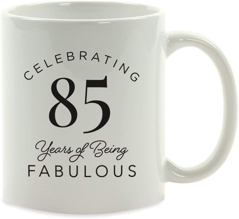 Milestone Birthday Funny Coffee Mug Gag Gift, Celebrating 85 Years of Being Fabulous-Set of 1-Andaz Press-