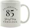Milestone Birthday Funny Coffee Mug Gag Gift, Celebrating 85 Years of Being Fabulous-Set of 1-Andaz Press-