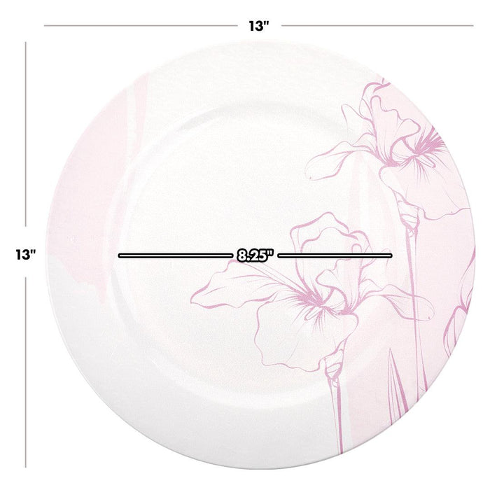 Minimal Floral Line Acrylic Charger Plates-Set of 4-Koyal Wholesale-