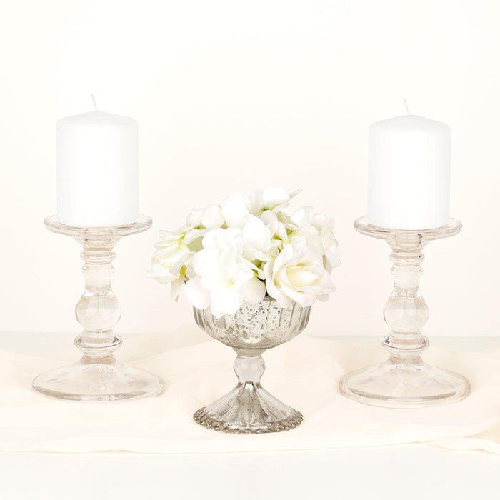 Minimalist Glass Pillar & Taper Candles Holders-Set of 6-Koyal Wholesale-Clear-