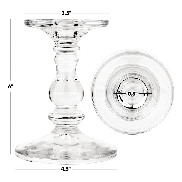 Minimalist Glass Pillar & Taper Candles Holders-Set of 6-Koyal Wholesale-Clear-