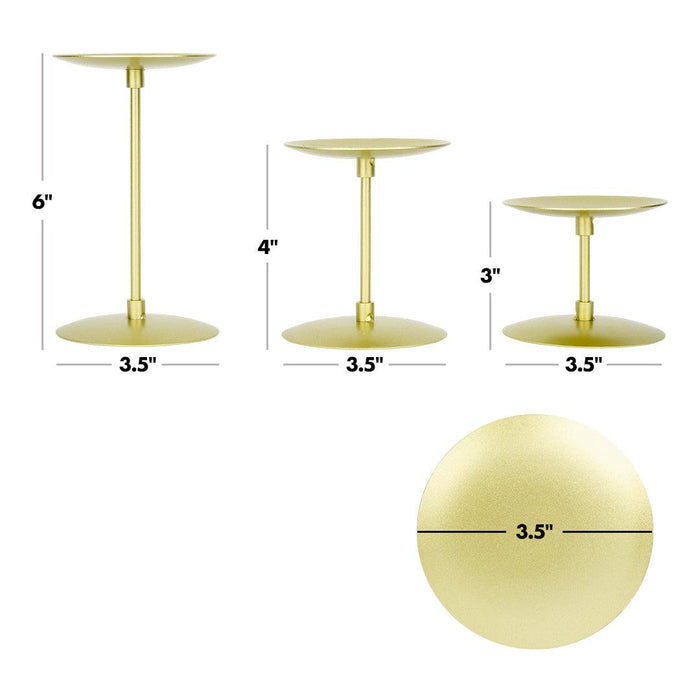 Minimalist Metal Pillar Candle Holders, Modern Candle Holder Plate Set-Set of 6-Koyal Wholesale-Gold-