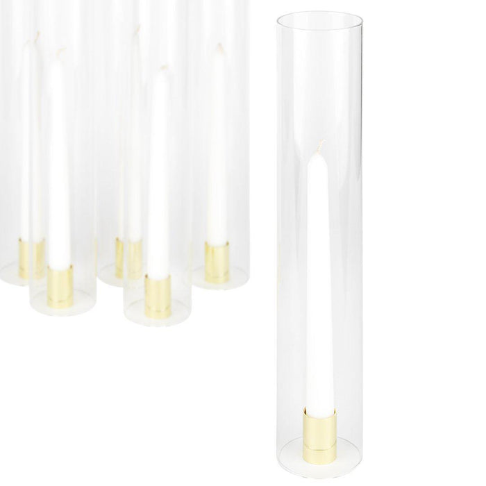 Minimalist Taper Candle Holders with Hurricane Glass for Weddings Centerpieces, Set of 6-Set of 6-Koyal Wholesale-