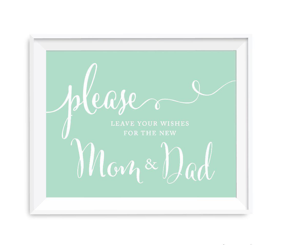 Mint Green Baby Shower Signs-Set of 1-Andaz Press-Please Leave Your Wishes for the New Mom & Dad-