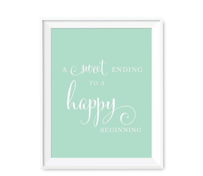 Mint Green Wedding Favor Signs-Set of 1-Andaz Press-A Sweet Ending to a Happy Beginning-