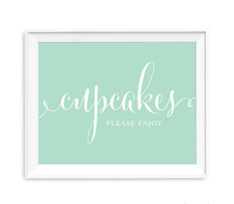 Mint Green Wedding Favor Signs-Set of 1-Andaz Press-Cupcakes, Please Enjoy-