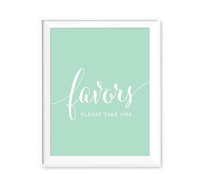 Mint Green Wedding Favor Signs-Set of 1-Andaz Press-Favors, Please Take One-