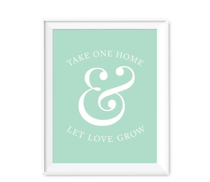 Mint Green Wedding Favor Signs-Set of 1-Andaz Press-Please Take One Home and Let Love Grow Plant Seed Favors-