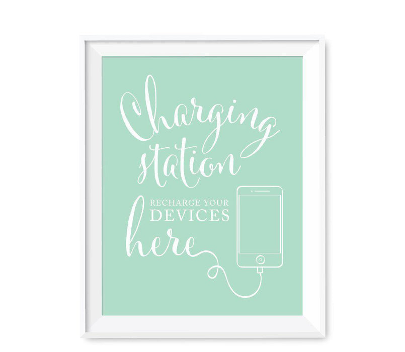 Mint Green Wedding Signs-Set of 1-Andaz Press-Charging Station-