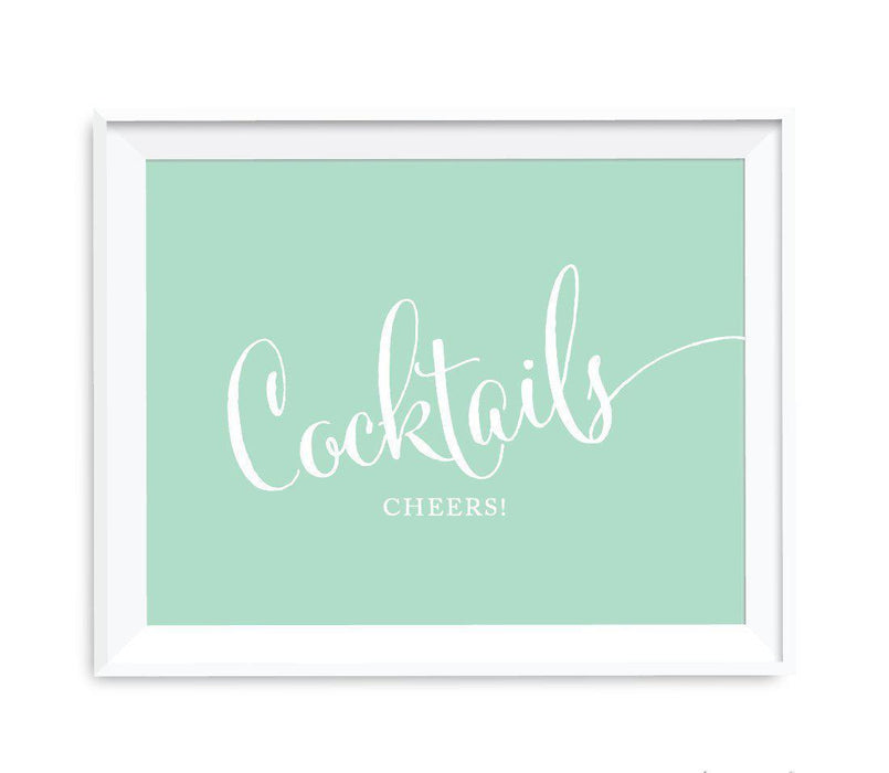 Mint Green Wedding Signs-Set of 1-Andaz Press-Cocktails Cheers! Bar-
