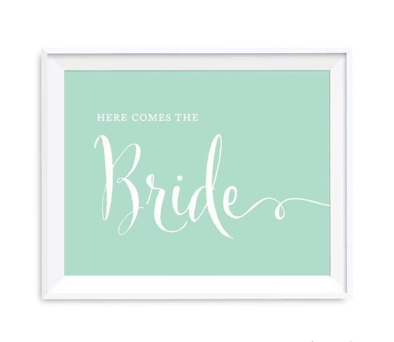 Mint Green Wedding Signs-Set of 1-Andaz Press-Here Comes The Bride-