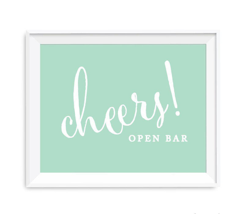 Mint Green Wedding Signs-Set of 1-Andaz Press-Open Bar Cheers!-